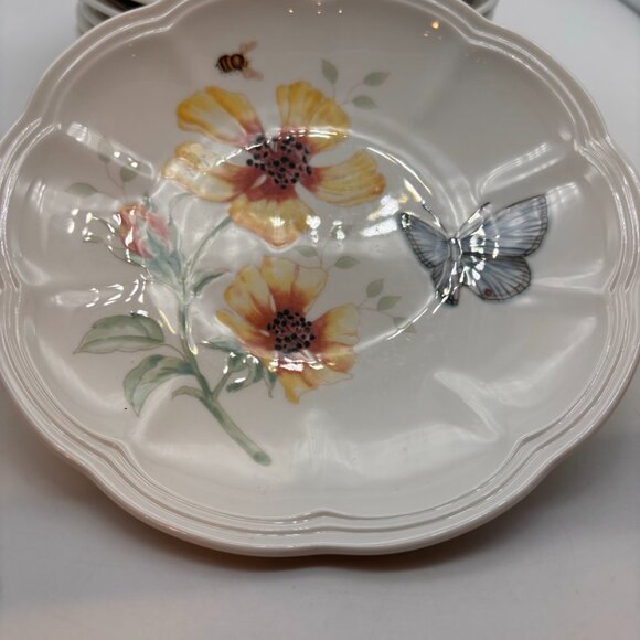 Vintage Lenox Butterfly Meadow Floral Butterfly Ceramic 6" Snack Plates Set of 8 - Picture 6 of 16